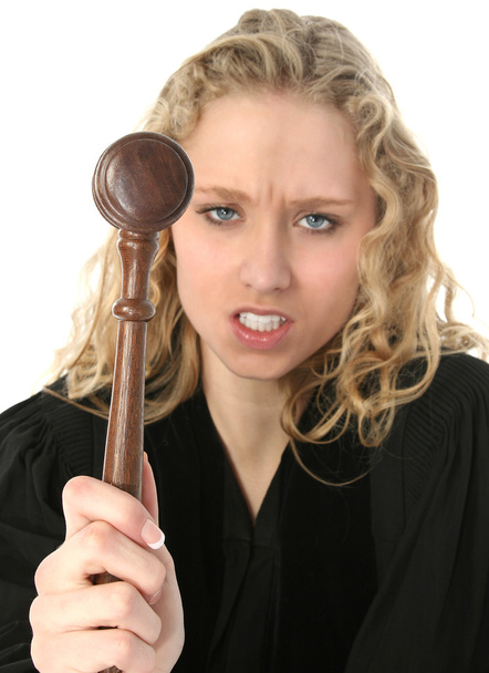 Angry Blonde Female Judge - Foto, Imagen