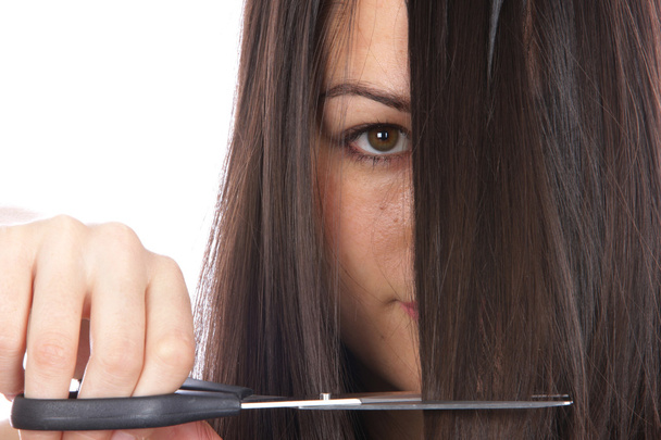 Young Woman Cutting Hair - Foto, Imagem