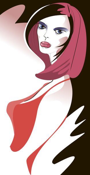 portret piękna rudowłosa kobieta sexy - Wektor, obraz