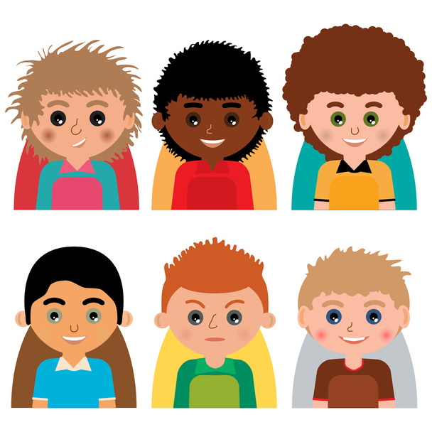 Vector man character avatars. Set of people icons  with faces.  - Vector, Image