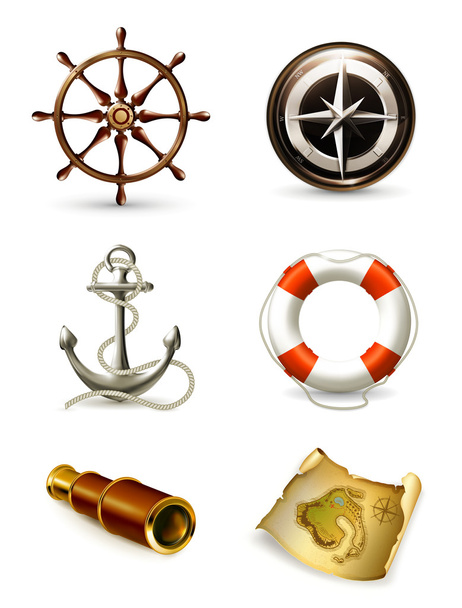 Marine set, high quality icons 10eps - Vector, afbeelding