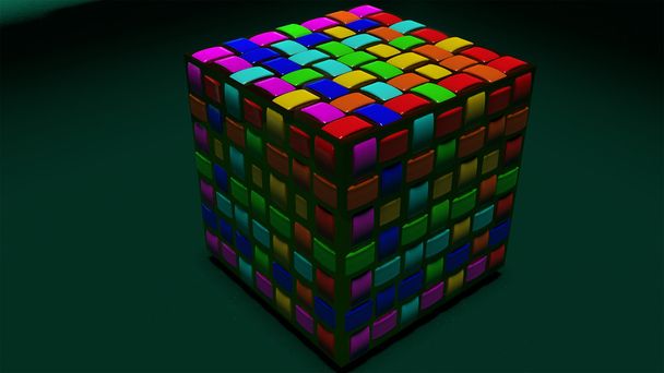 cubo de listras coloridas
 - Foto, Imagem