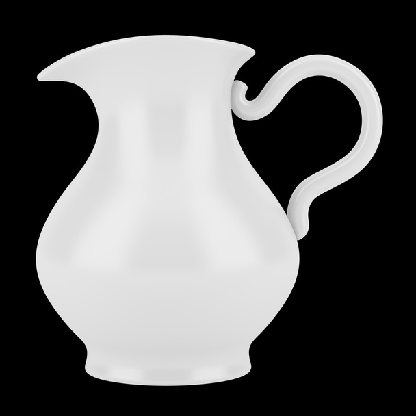 Dzbanek ceramiczny na białym na czarnym tle. ilustracja 3D - Zdjęcie, obraz
