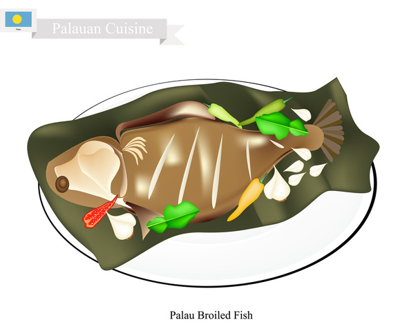Palauan Broiled Fish, A Popular Dish of Palau - Vector, Image