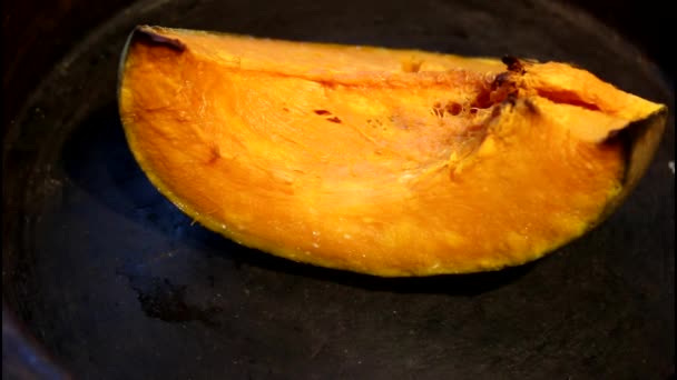 Roasted pumpkin in plate - top view - Footage, Video