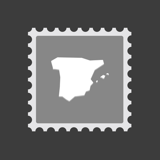 Isoliertes Briefmarkensymbol mit der Landkarte von Spanien - Vektor, Bild