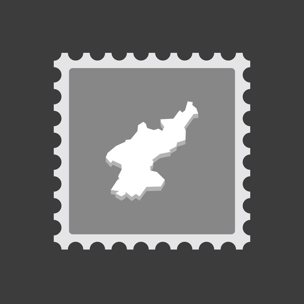 Απομονωμένα αλληλογραφία εικονίδιο σφραγίδα με το χάρτη της Βόρειας Κορέας - Διάνυσμα, εικόνα