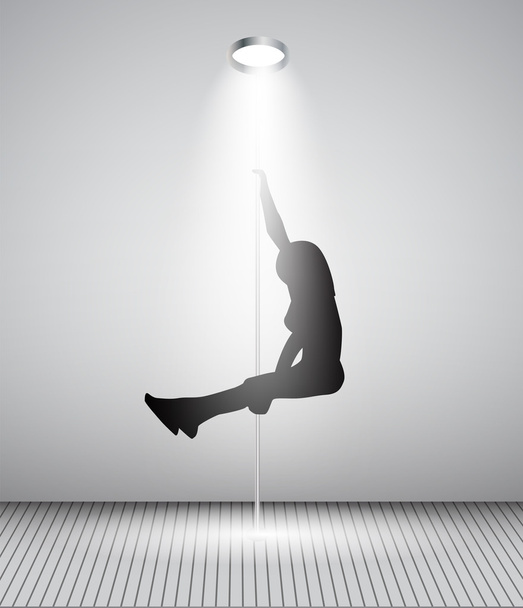 Silhouette eines tanzenden Striptease-Mädchens auf Stange. Vektorillustrationen - Vektor, Bild