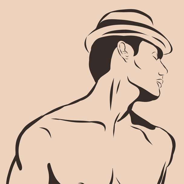 М'язистий чоловік у стовбурах для плавання та капелюсі Векторні ілюстрації, ізольовані на білому тлі
. - Вектор, зображення