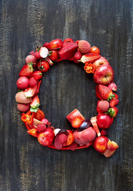 Vegetables and fruits in alphabet letter - Φωτογραφία, εικόνα