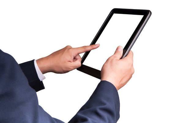 Hombre de negocios tocando la tableta PC
 - Foto, Imagen