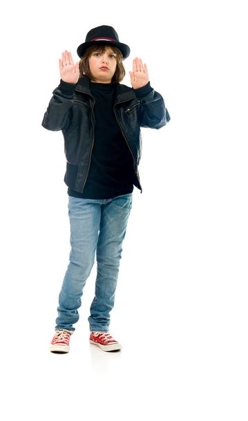 rocker nastoletni chłopiec wyświetlone stop - Zdjęcie, obraz