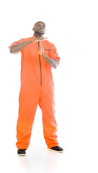 prisoner man showing time out - Foto, imagen