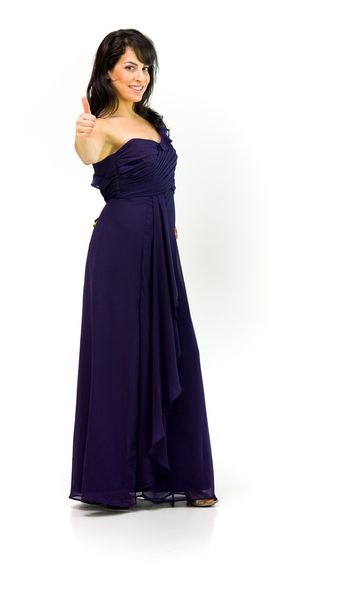 woman in evening dress showing thumbs up - Photo, Image