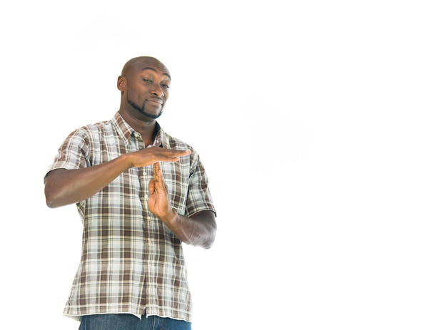 Африканский американец показывает тайм-аут
 - Фото, изображение