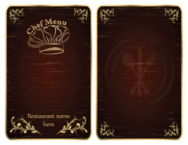Обкладинка меню шеф-кухаря ресторану або настільний вектор Золото
 - Вектор, зображення