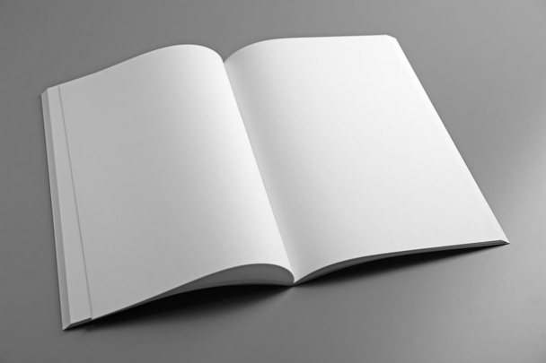 Blank open brochure on grey background - Fotografie, Obrázek