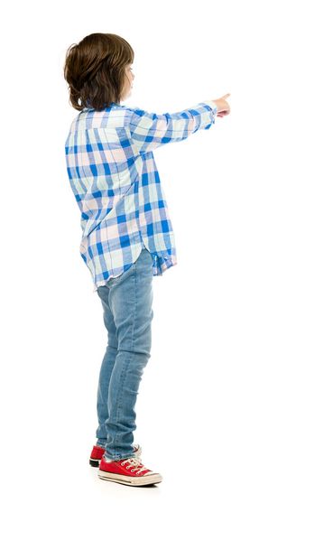 casual teenage boy pointing finger  - Photo, Image