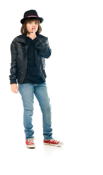 teenage rocker boy showing silence  - Фото, зображення