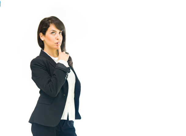 Mujer de negocios mostrando señal de silencio
 - Foto, Imagen