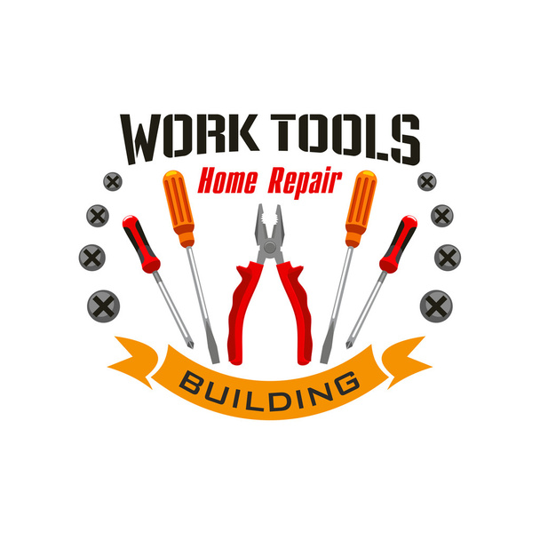 Work tools icons for home reapir emblem - Vector, Image