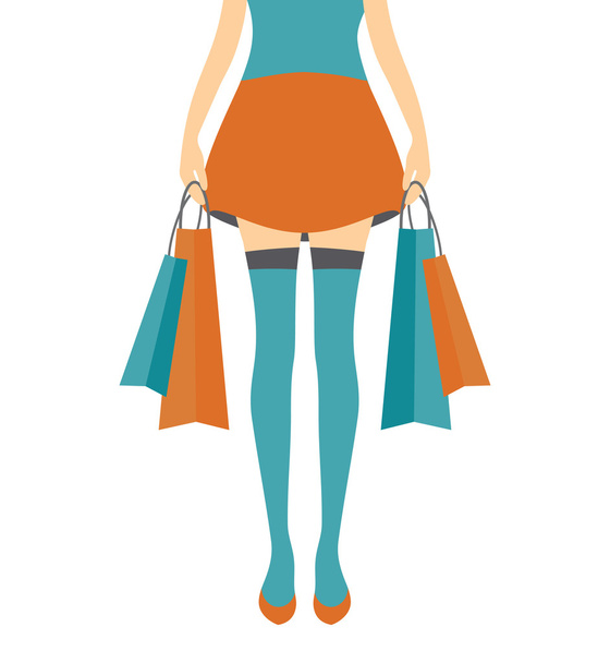 Shopping girl vector illustration - Vector, Imagen