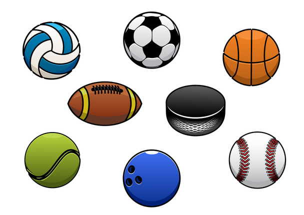 Sport Bälle Vektor isolierte Symbole gesetzt - Vektor, Bild
