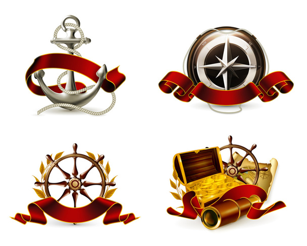 Marine Emblem set - Vector, Imagen