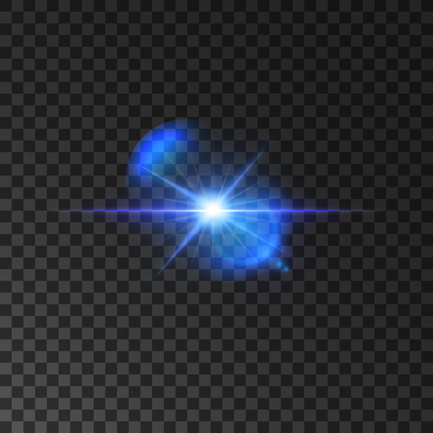 Villogó kék fény villant shining star - Vektor, kép