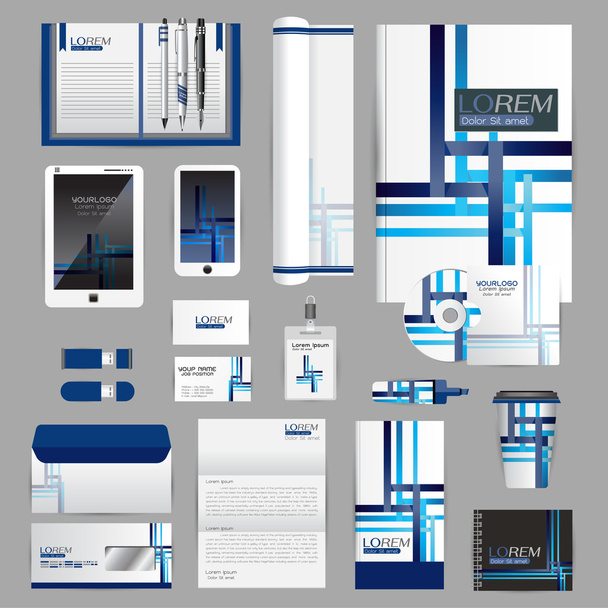 weiße Identitätsvorlage mit blauen Origami-Elementen. Vektorcompa - Vektor, Bild