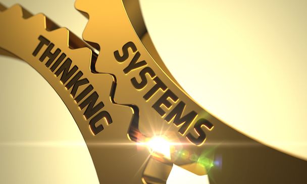 Systems Thinking on Golden Cogwheels (en inglés). 3D
. - Foto, Imagen