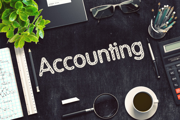 Accounting Concept on Black Chalkboard. 3D Rendering. - Photo, Image