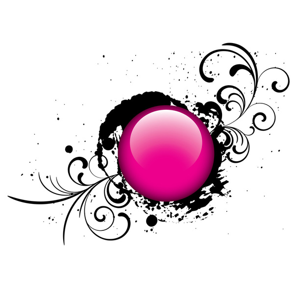 Pink grunge glossy vector button - Vector, Image