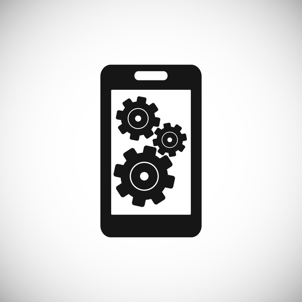 telefon, áttételek és fogaskerekek ikonra - Vektor, kép