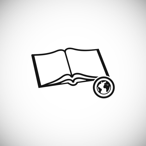 Открытая книга с иконкой глобуса
 - Вектор,изображение