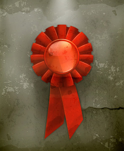 First place red ribbon, old-style vector - Διάνυσμα, εικόνα