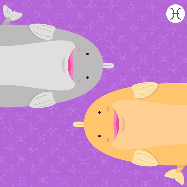 aranyos nagy kövér halak állatöv rajzfilm - Vektor, kép
