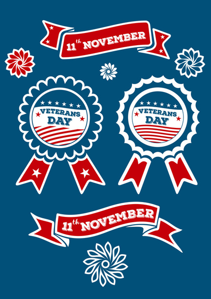 Set of different ribbons for Veterans Day. - Vector, Image