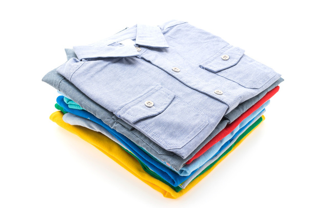 Stack of T Shirt and Polo shirts - Photo, Image