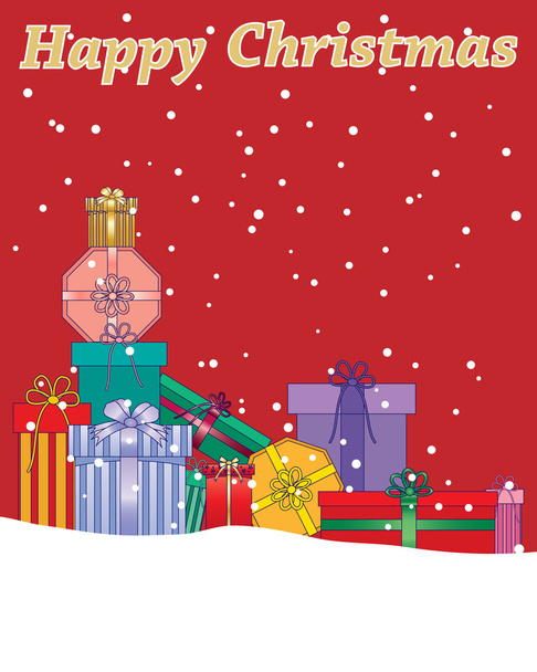 Χριστουγεννιάτικη κάρτα με δώρα - Διάνυσμα, εικόνα