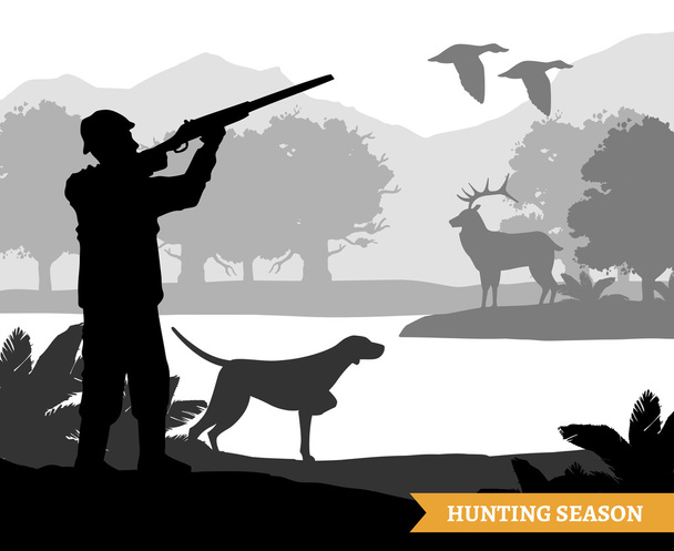 Illustration der Jagd-Silhouette - Vektor, Bild