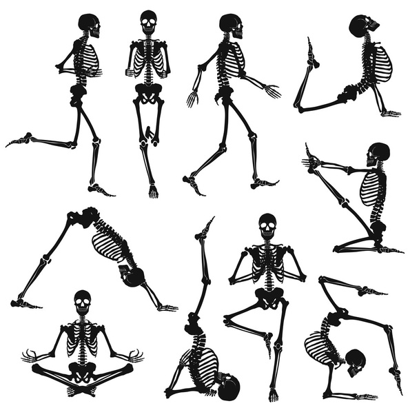 Φόντο μαύρο ανθρώπινοι σκελετοί - Διάνυσμα, εικόνα