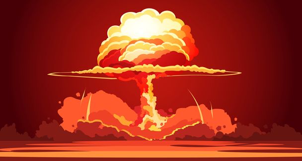 Nuclear Explosion Mushroom Cloud Retro Poster - Vector, Image