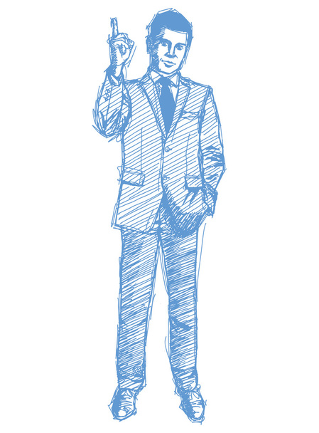 Sketch male in suit - Διάνυσμα, εικόνα