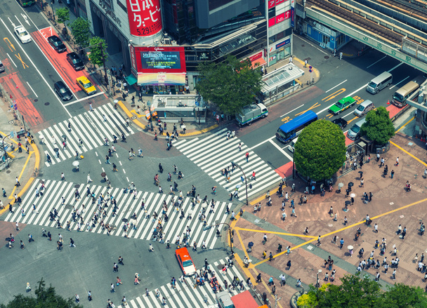 TOKYO, JAPAN - MAY 23, 2016: Pedestrians cross at Shibuya Crossi - Foto, Imagen