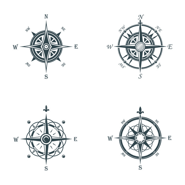 Meri- tai merialueen vanha navigointikompassi
 - Vektori, kuva