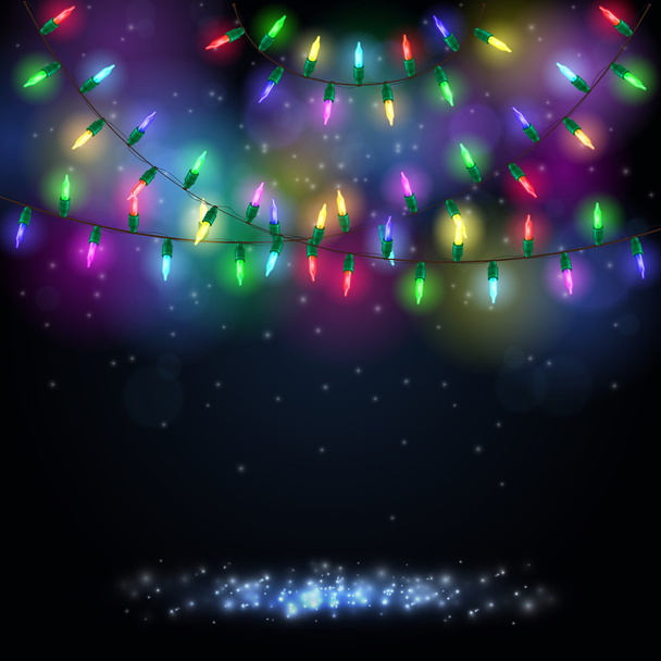 クリスマスの背景にカラフルなライトが光る - ベクター画像