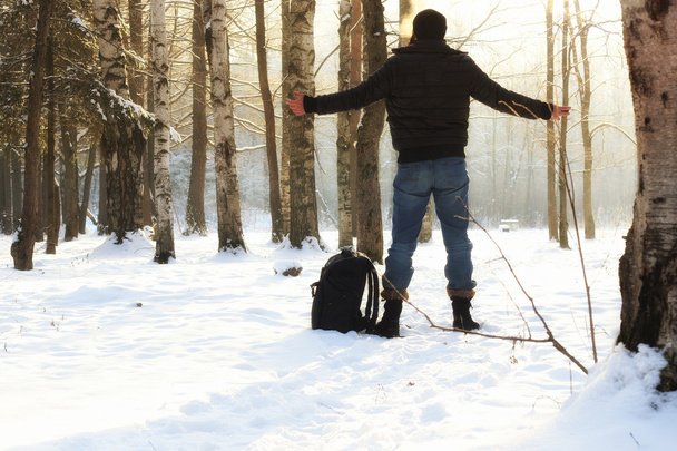Zimowy Las człowieka - Zdjęcie, obraz