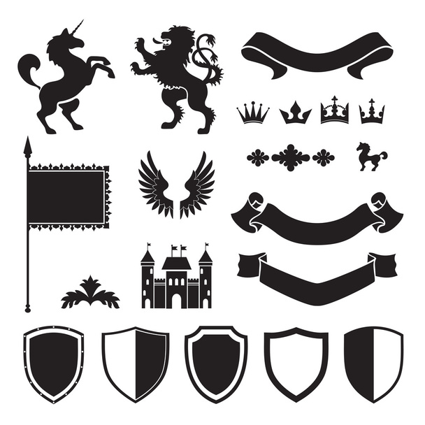 Heraldyczne sylwetki na znaki i symbole - Wektor, obraz