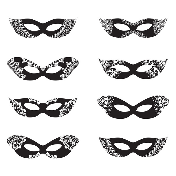 Mascarada máscaras silhuetas
  - Vetor, Imagem